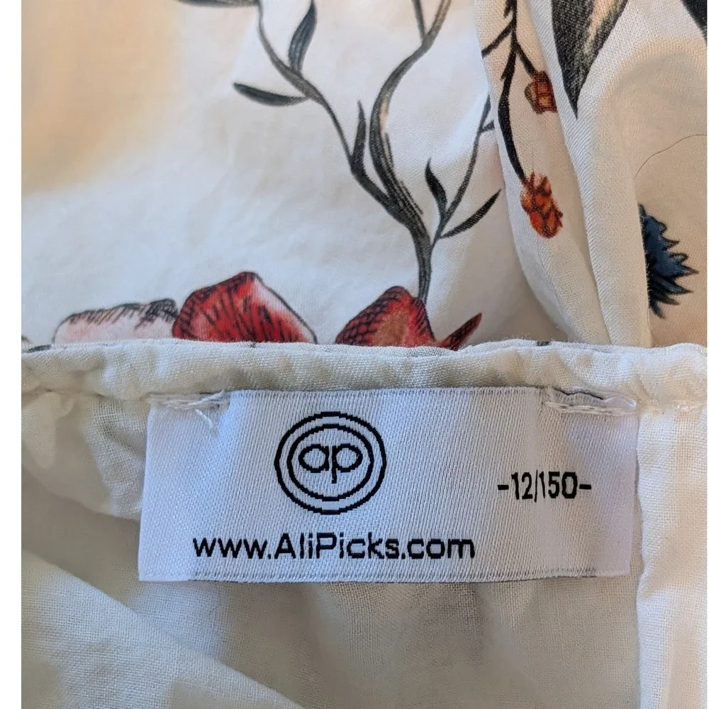 AiPicks Girls 12 150 Floral Bubble Hem Puff Sleeve Pleated Cottagecore Cream